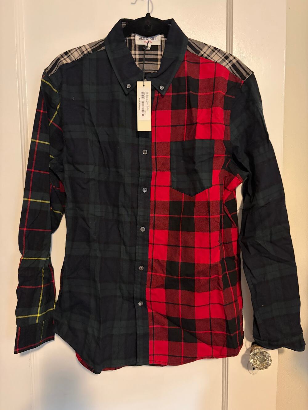 Alex Mill Mill Shirt Mixed Tartan Plaid Patchwork NWT $165 LARGE